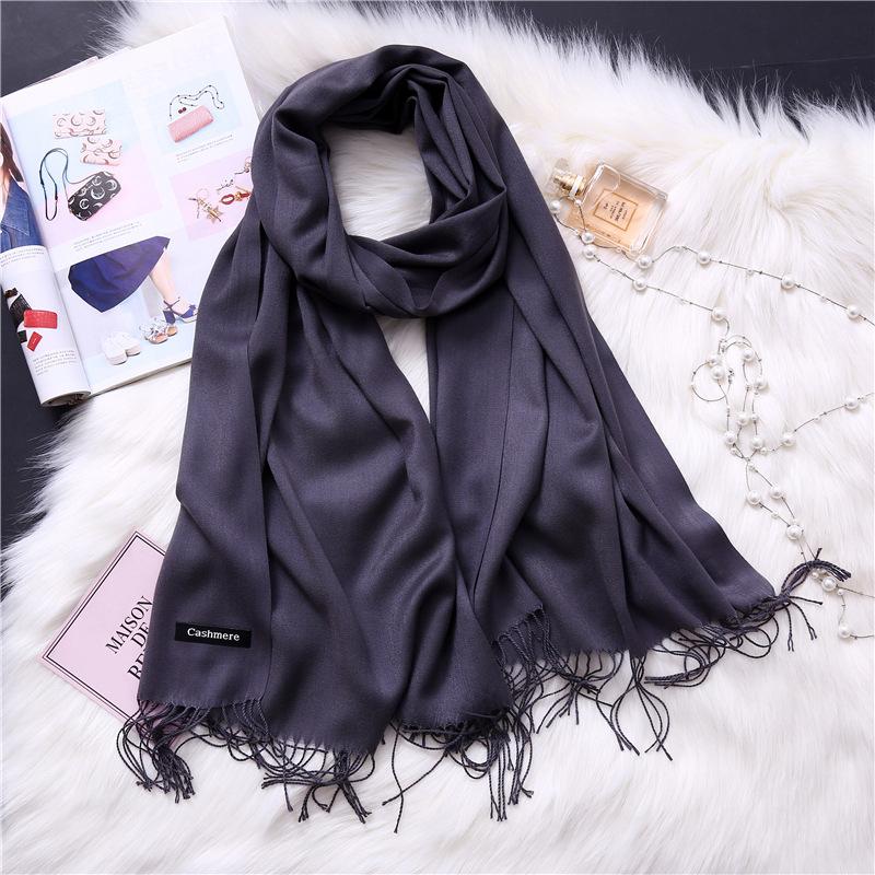 Winter Solid Color Warm Long Imitation Cashmere Shawls Scarf