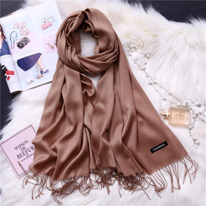 Winter Solid Color Warm Long Imitation Cashmere Shawls Scarf