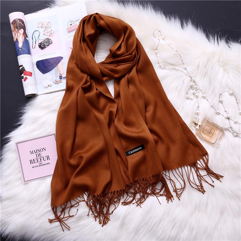 Winter Solid Color Warm Long Imitation Cashmere Shawls Scarf