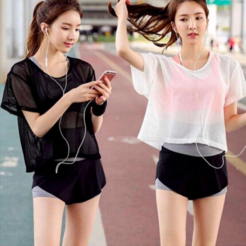 Women's Tank Workout Tops Sports Wear For Women Gym T-shirt Mesh Yoga Top Sport Workout Blouses Fitness Shirt Breathable