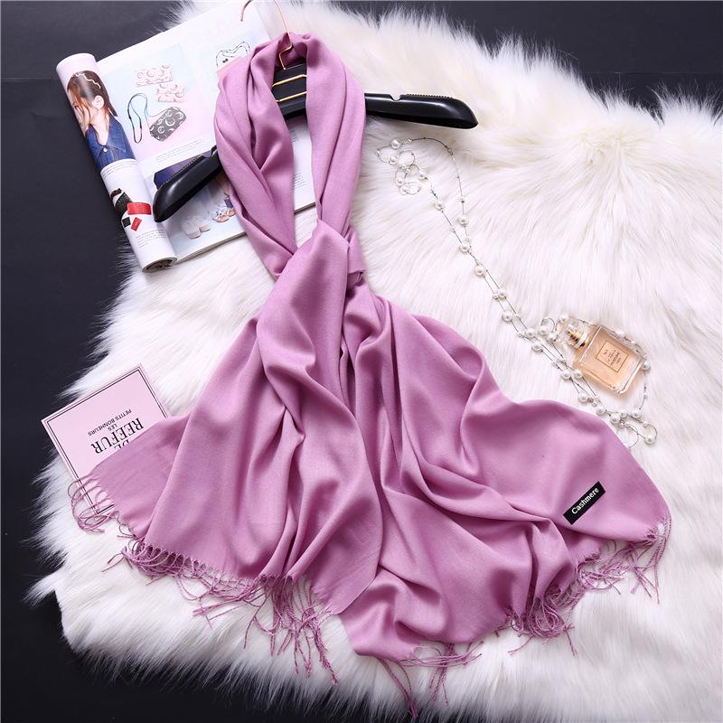 Winter Solid Color Warm Long Imitation Cashmere Shawls Scarf