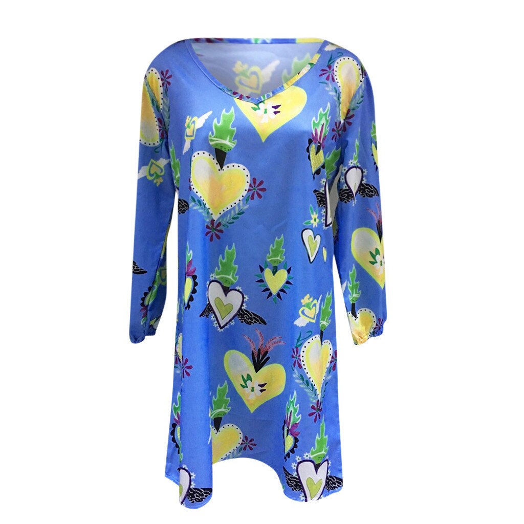 New Womens Casual Print V-Neck Short Sleeve Mini Dress