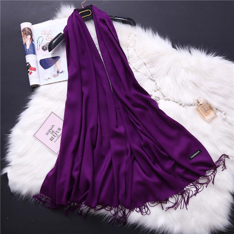 Winter Solid Color Warm Long Imitation Cashmere Shawls Scarf