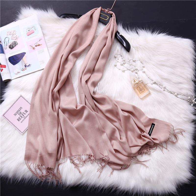 Winter Solid Color Warm Long Imitation Cashmere Shawls Scarf