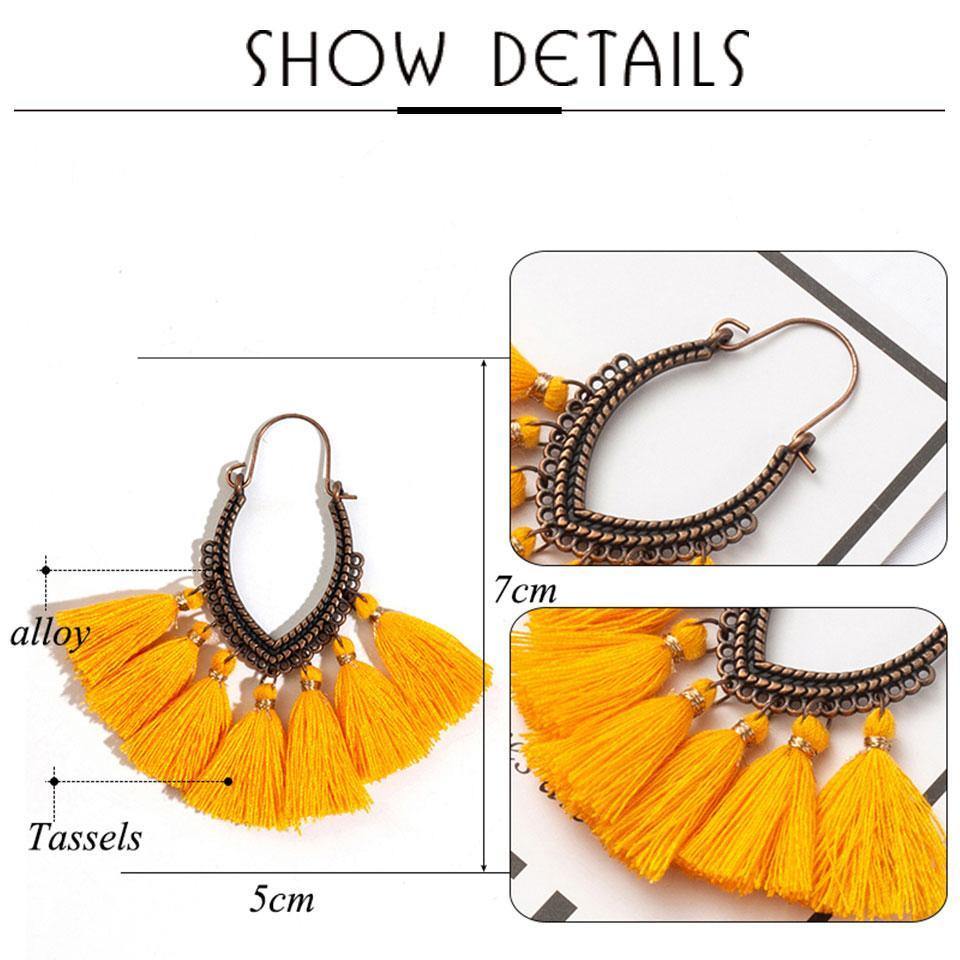 Retro Vintage Boho Bohemian Ethnic Tassel Drop Women Earrings Jewelry Accessories - hiblings