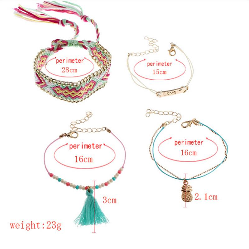 Fashion Tassel Bracelet Colorful Braided Bohemian Bracelets Set