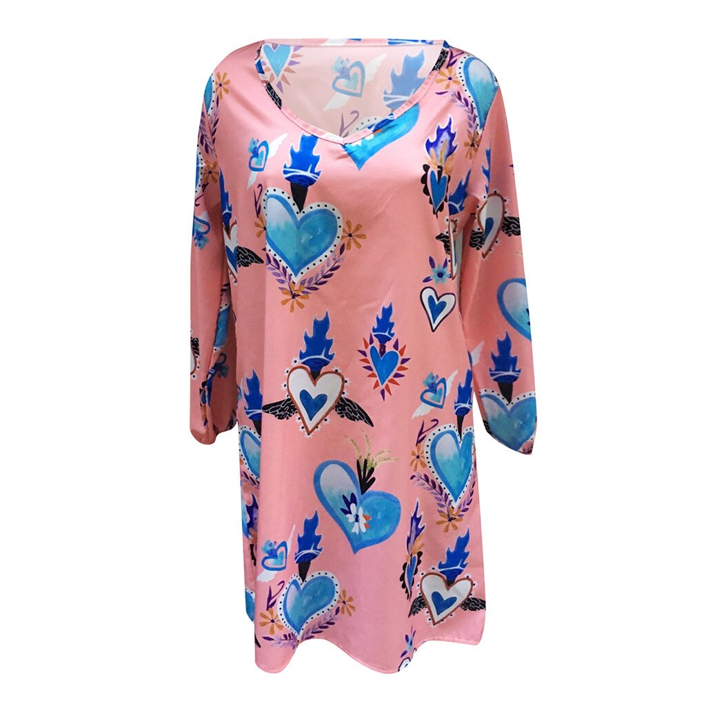 New Womens Casual Print V-Neck Short Sleeve Mini Dress