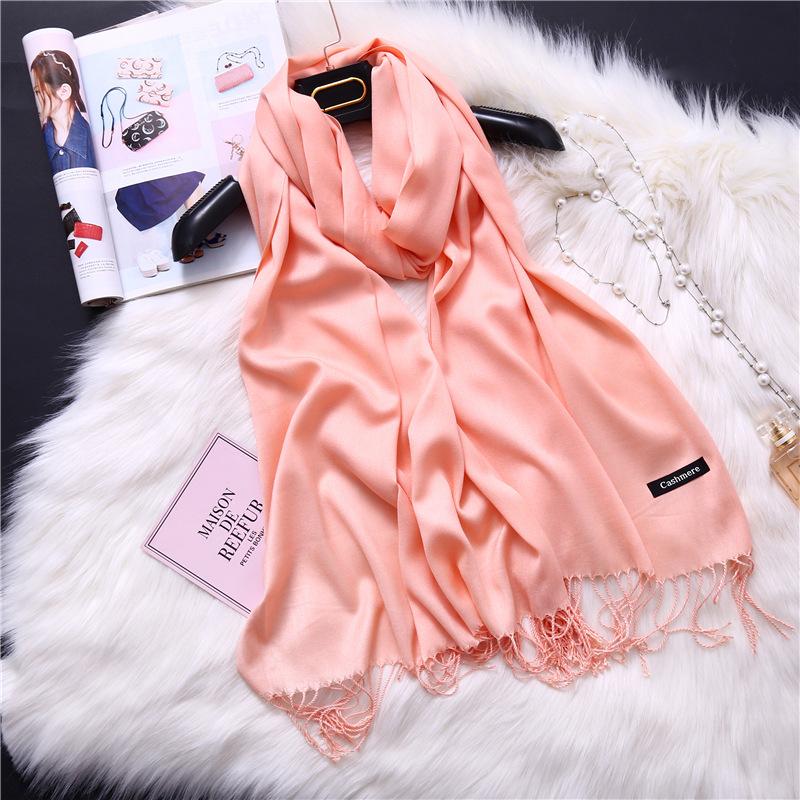 Winter Solid Color Warm Long Imitation Cashmere Shawls Scarf