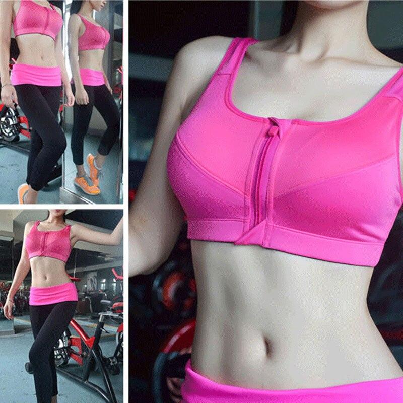 Hot Women Zipper Push Up Sports Bras Vest Underwear Shockproof Breathable Gym Fitness Athletic Running Yoga