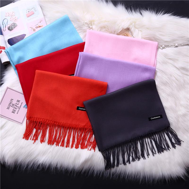 Winter Solid Color Warm Long Imitation Cashmere Shawls Scarf