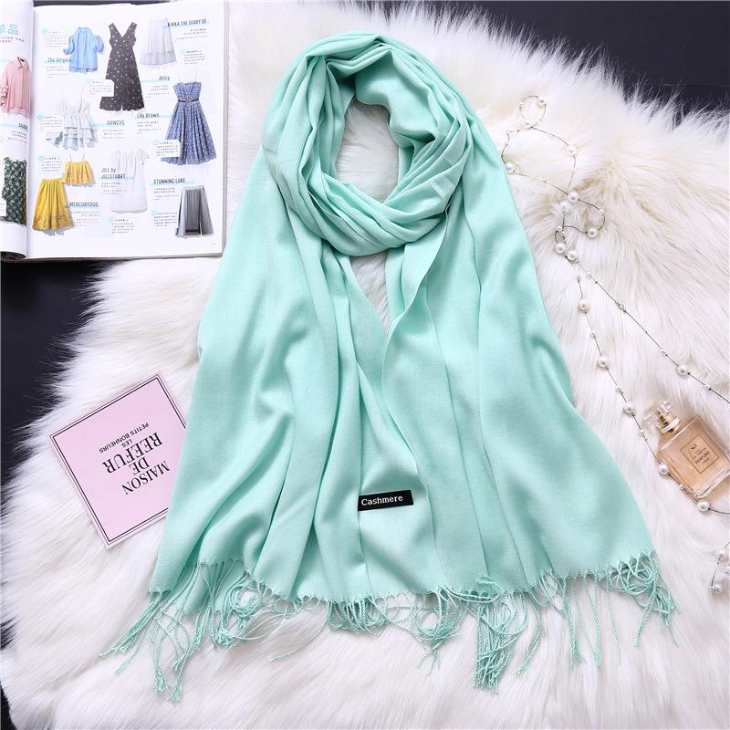 Winter Solid Color Warm Long Imitation Cashmere Shawls Scarf