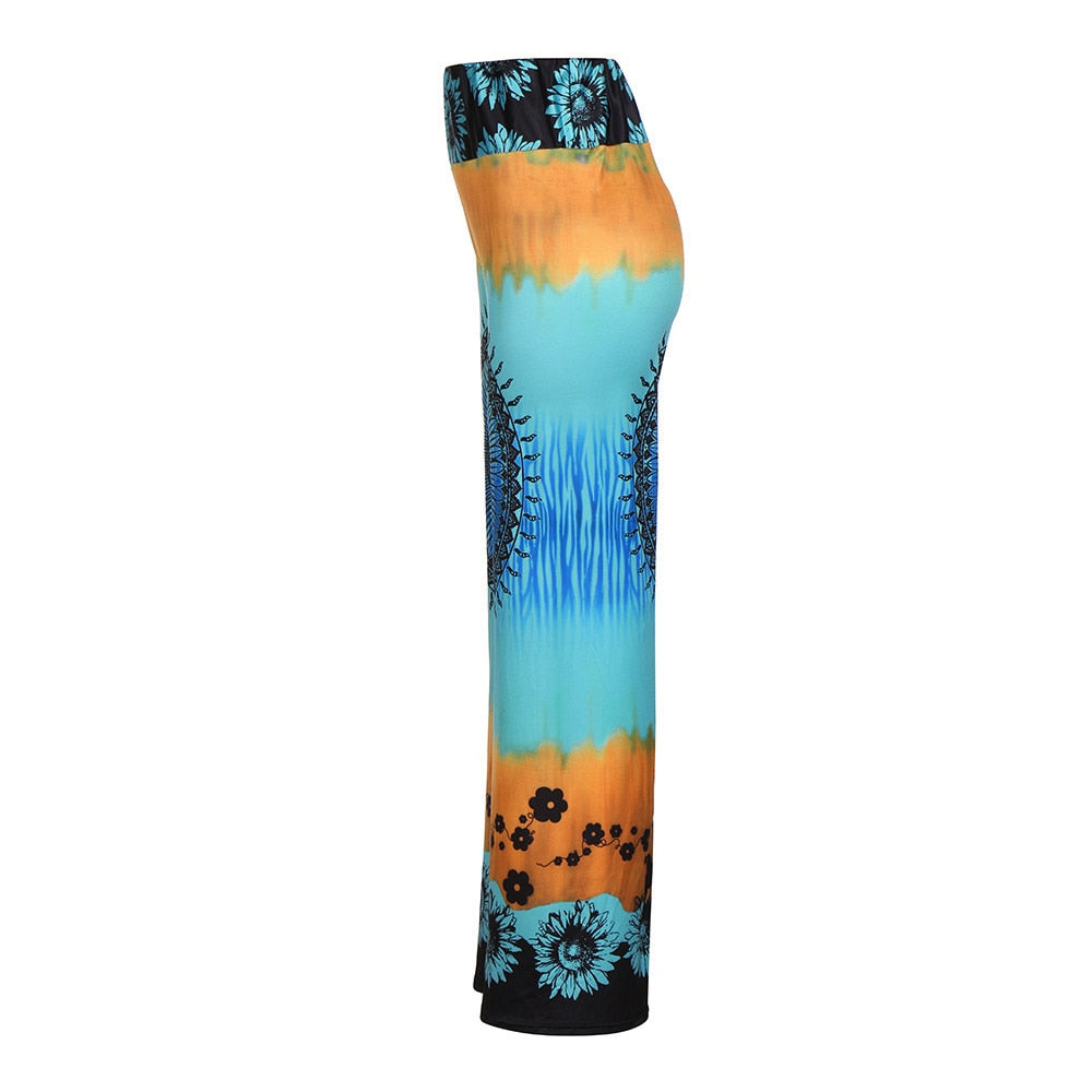 Women's Daily Casual Print Stretchy Wide Leg Lounge Long Pants