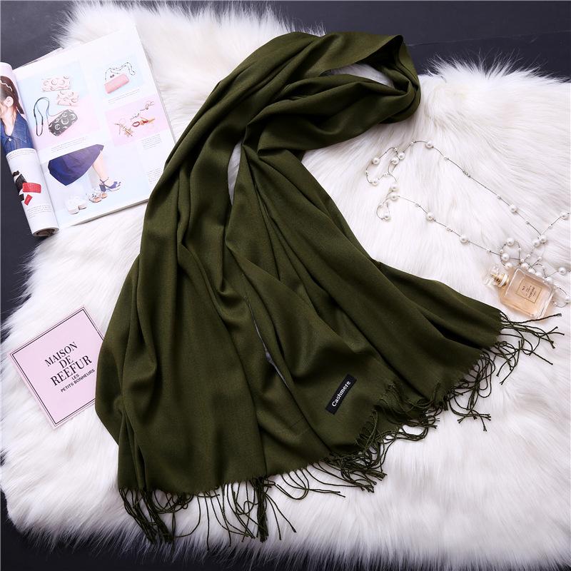 Winter Solid Color Warm Long Imitation Cashmere Shawls Scarf