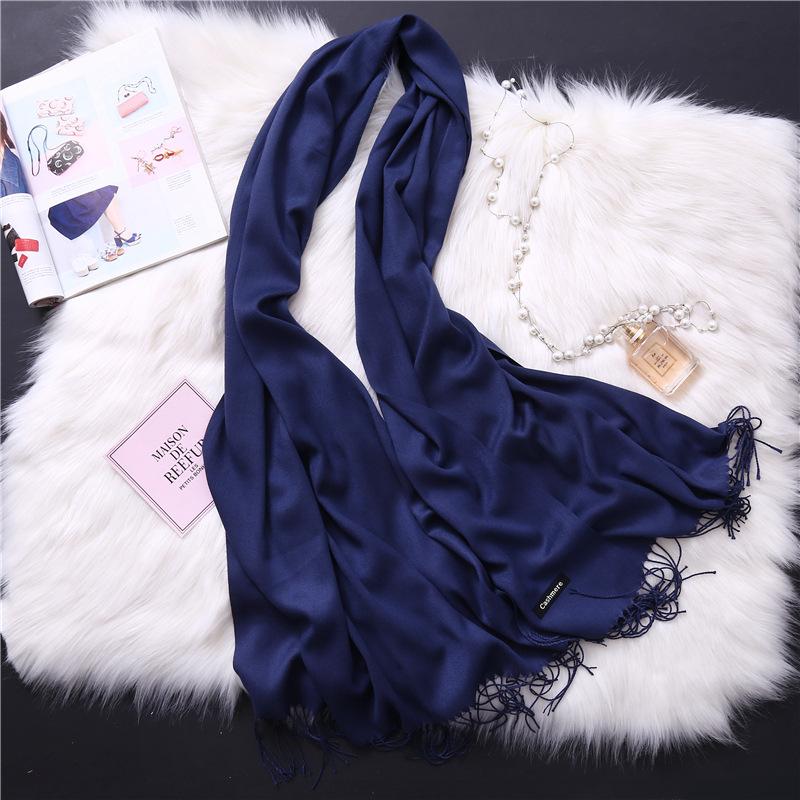 Winter Solid Color Warm Long Imitation Cashmere Shawls Scarf