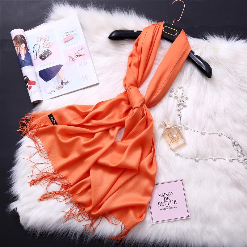 Winter Solid Color Warm Long Imitation Cashmere Shawls Scarf