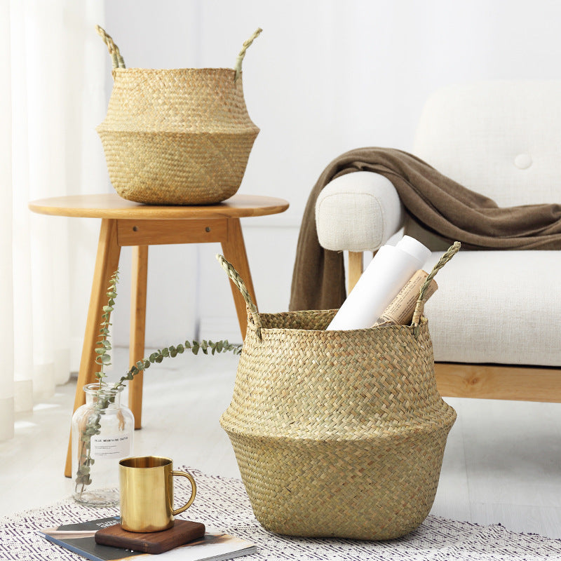 Seaweed Wicker Basket Rattan Hanging Flowerpot Flowerpot Dirty Clothes Dirty Clothes Basket Storage Basket   WF1015