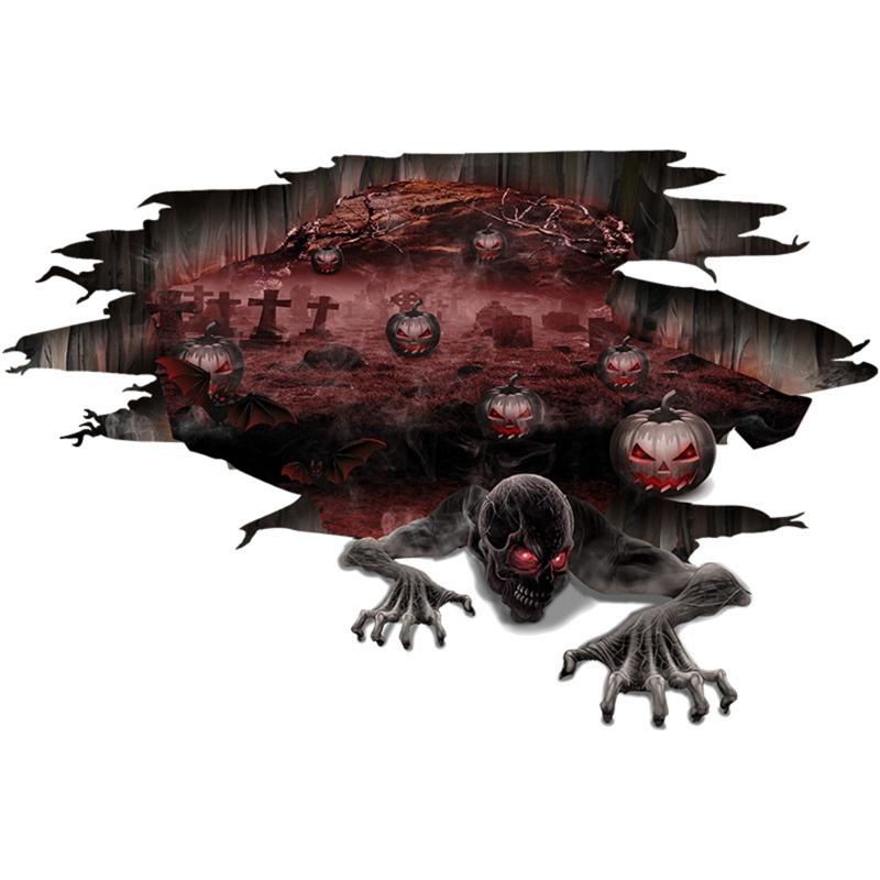 Halloween Pumpkin Skull Pattern Household Decor Waterproof For Living Room Bar Decoration Wall Sticker