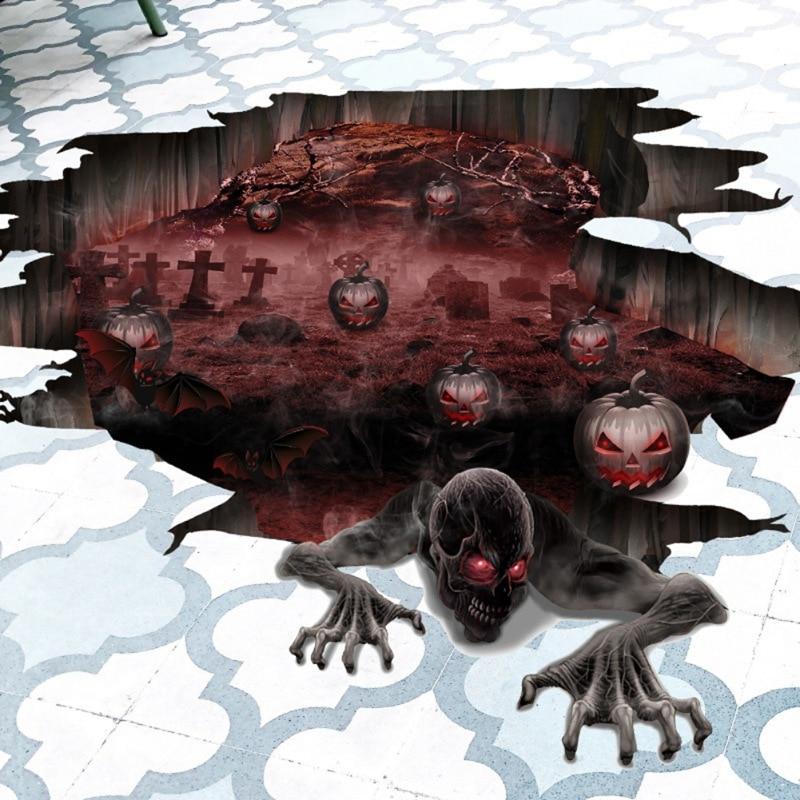 Halloween Pumpkin Skull Pattern Household Decor Waterproof For Living Room Bar Decoration Wall Sticker