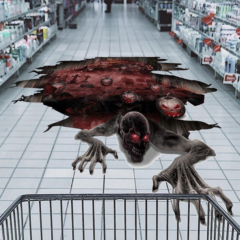 Halloween Pumpkin Skull Pattern Household Decor Waterproof For Living Room Bar Decoration Wall Sticker