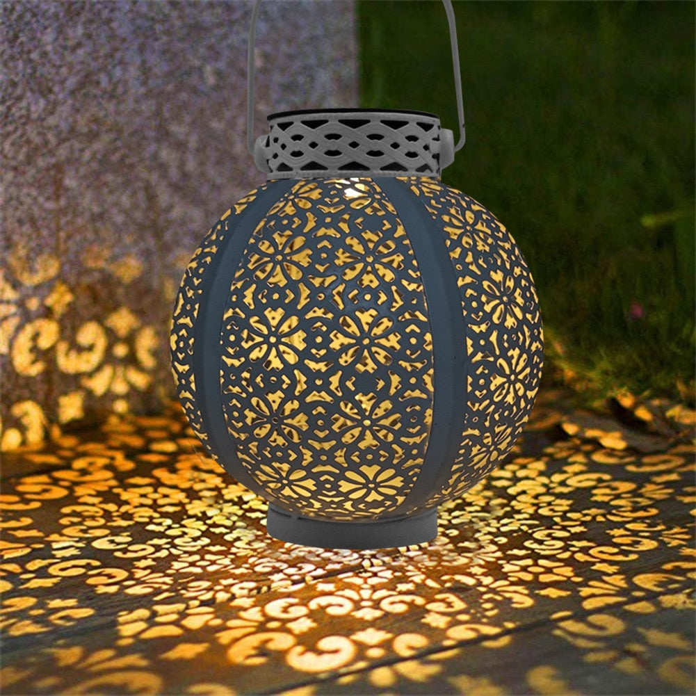 Waterproof Solar Lamp Retro Hollow Lantern Light Art Decorative Solar garden light Solar LED Light for Courtyard Landscape