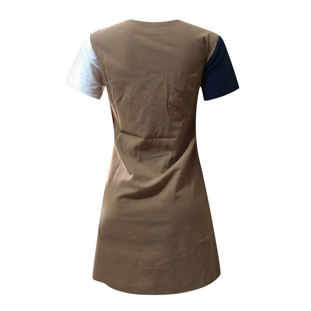 Fashion Geometric Women Casual Short Sleeve Vintage Elegant Dresses