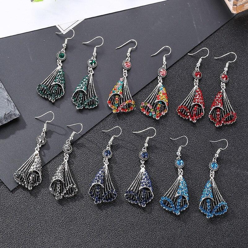 National Wind Restoring Ancient Ways Alloy Set Auger Hollow Out Fashion Ladies Earrings Jewelry