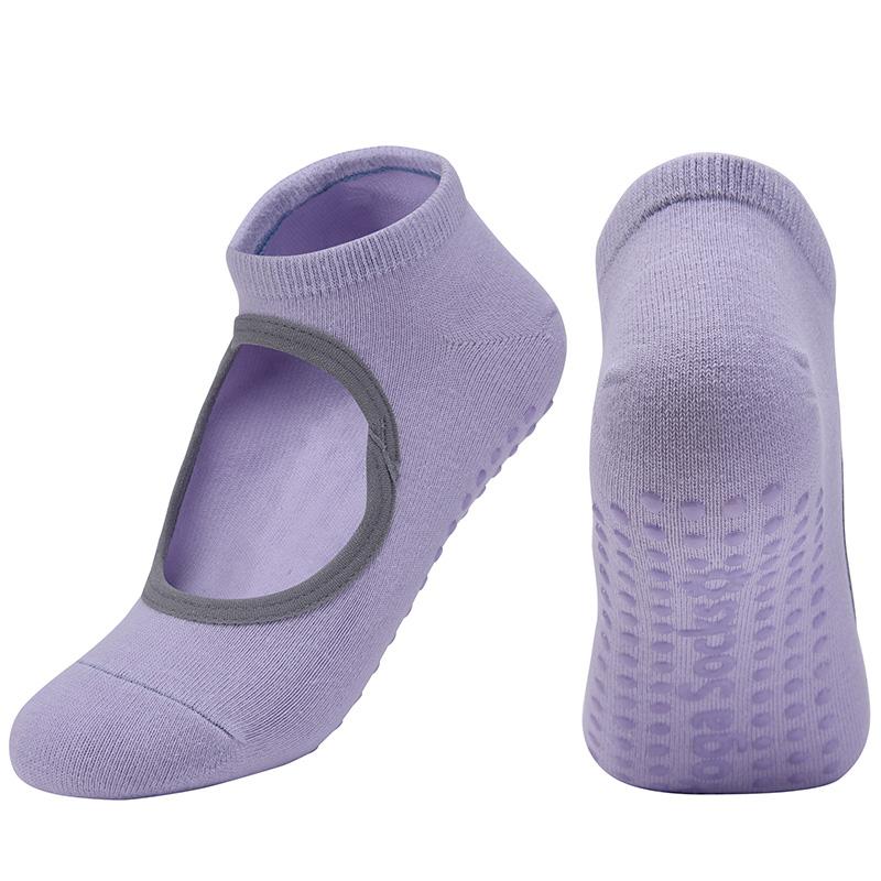 Hot Breathable Anti-friction Women Yoga Socks Silicone Non Slip Pilates Barre Breathable Sports Dance Socks Slippers With Grips