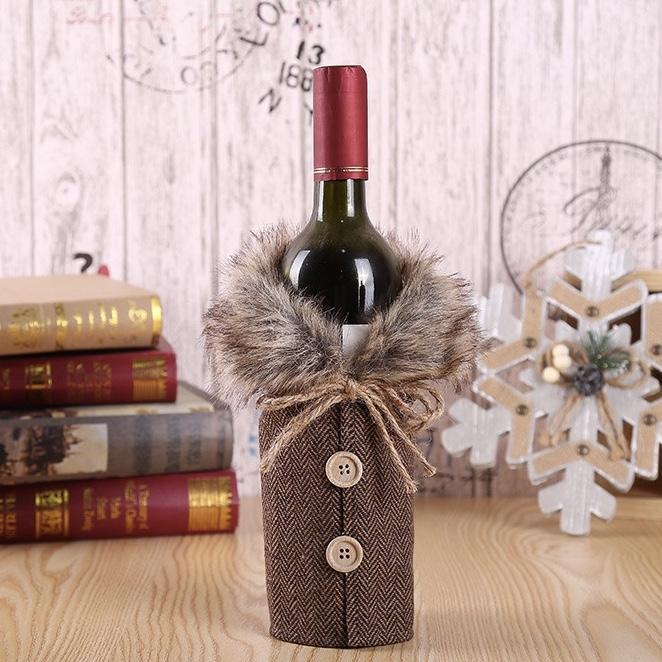 Christmas Red Wine Bottle Clothes Restaurant Decoration Props Bow Wine Bottle Set