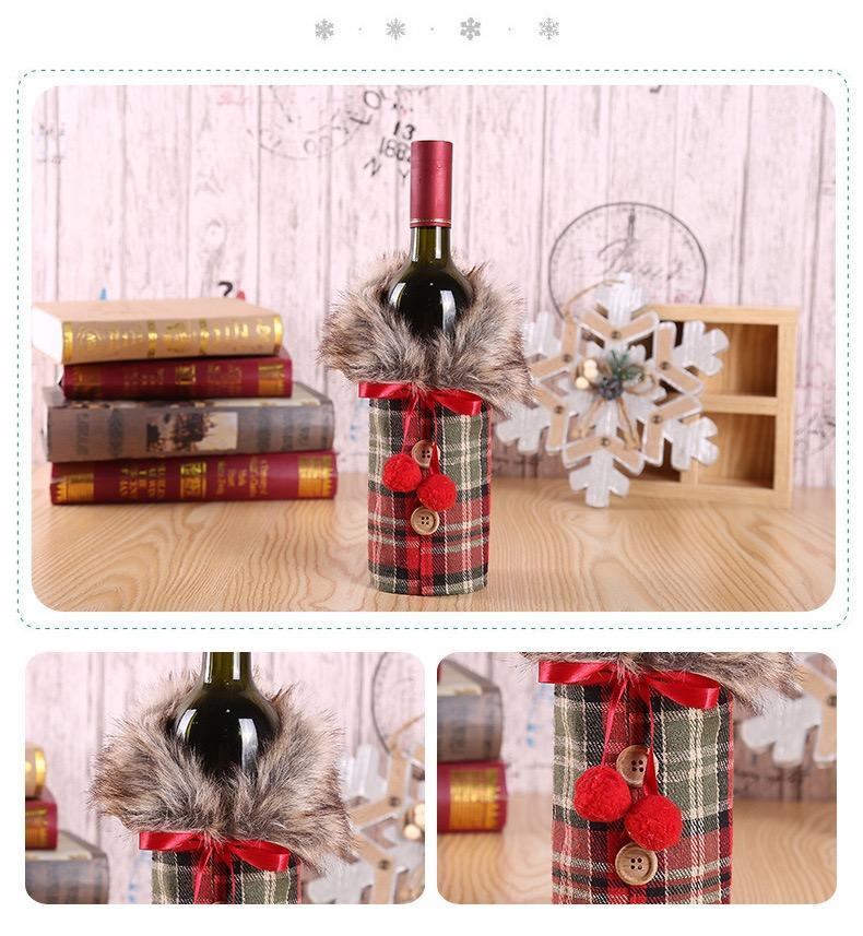 Christmas Red Wine Bottle Clothes Restaurant Decoration Props Bow Wine Bottle Set