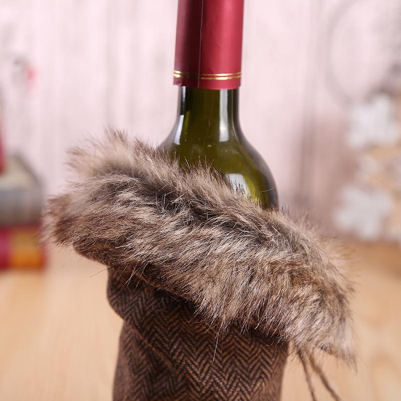 Christmas Red Wine Bottle Clothes Restaurant Decoration Props Bow Wine Bottle Set