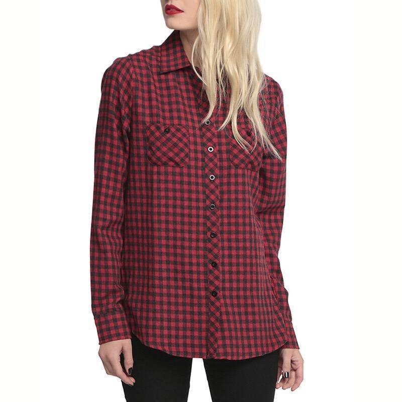 Halloween Lapel Long Sleeve Plaid Shirt Fashion Ladies Blouse Autumn