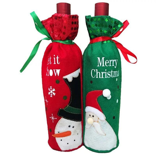 Xmas Wine Bottle Cover Bag Decoration Home Party Santa Claus Christmas Party Dinner