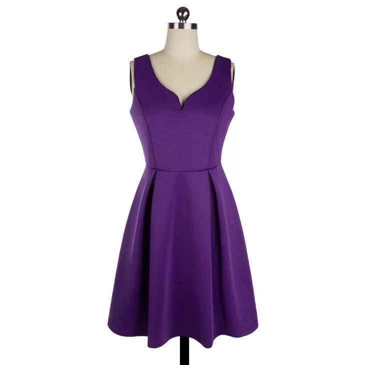 Solid Color A-line Vest Skirt Stitching V-neck Sling Sexy Backless Slim Dress