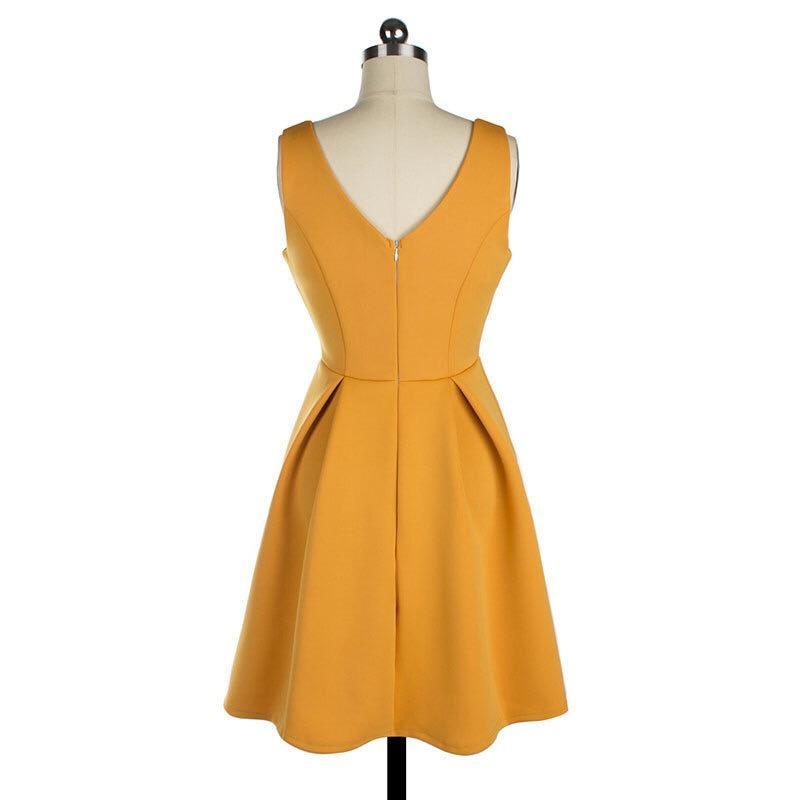 Solid Color A-line Vest Skirt Stitching V-neck Sling Sexy Backless Slim Dress