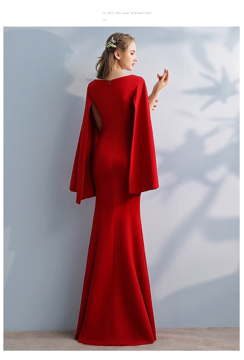 Solid Color Slim Bodycon Temperament Long Skirt Fishtail Long Elegant Evening Dress Banquet Dress