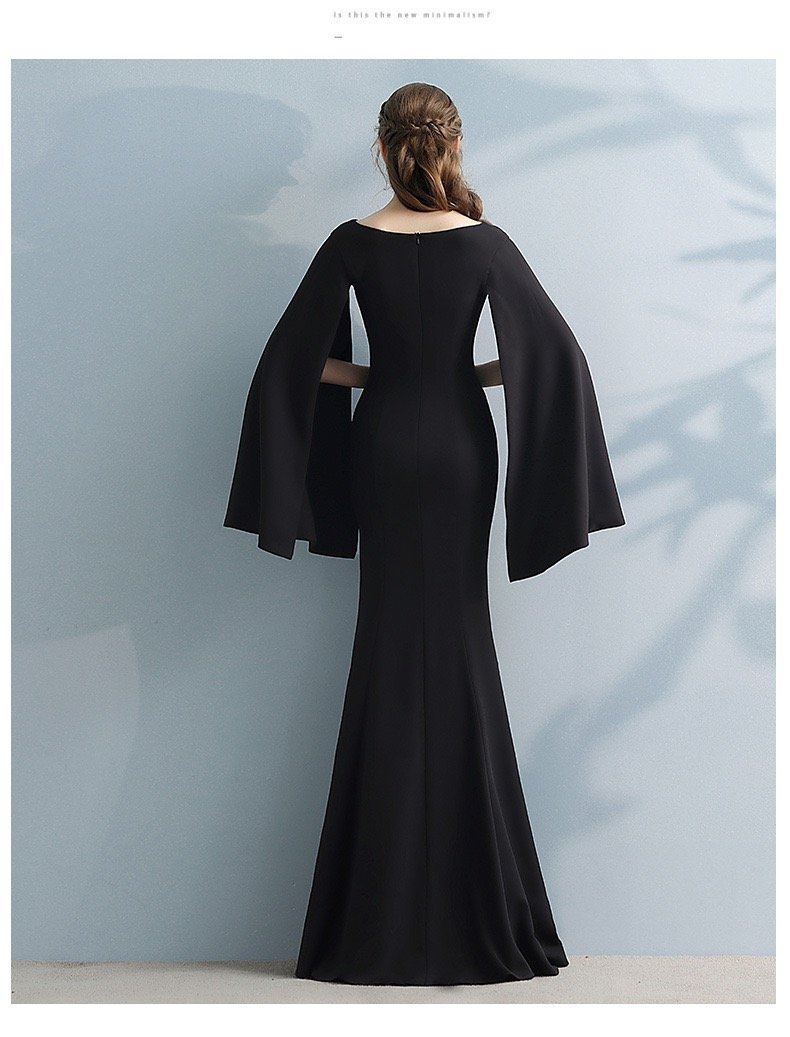 Solid Color Slim Bodycon Temperament Long Skirt Fishtail Long Elegant Evening Dress Banquet Dress