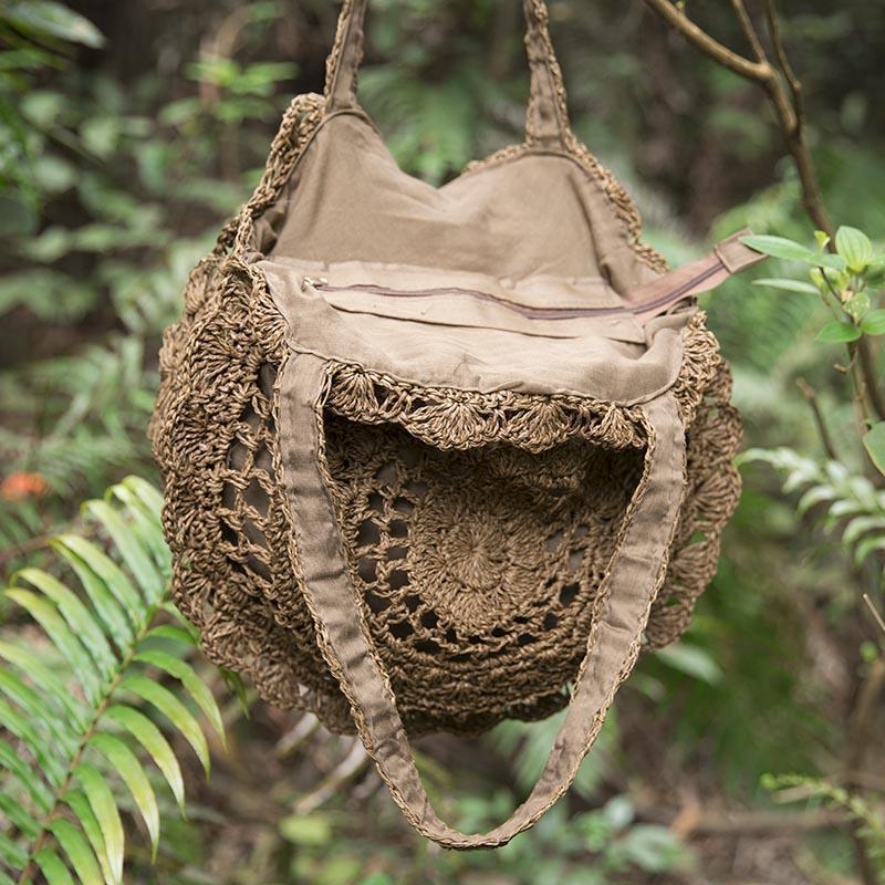 Exquisite Retro Women Hollowed Round Straw Weaving Bag