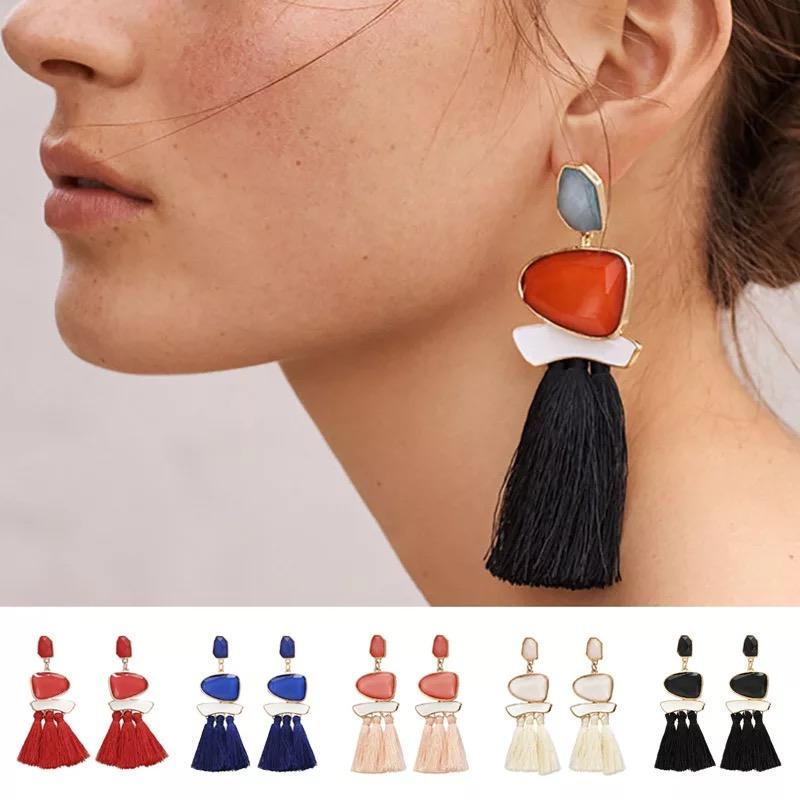 Trend Boho Vintage Statement Jewelry Ethnic Fringe Earrings Pendientes Mujer Moda Long Tassel Earring for Xmas party