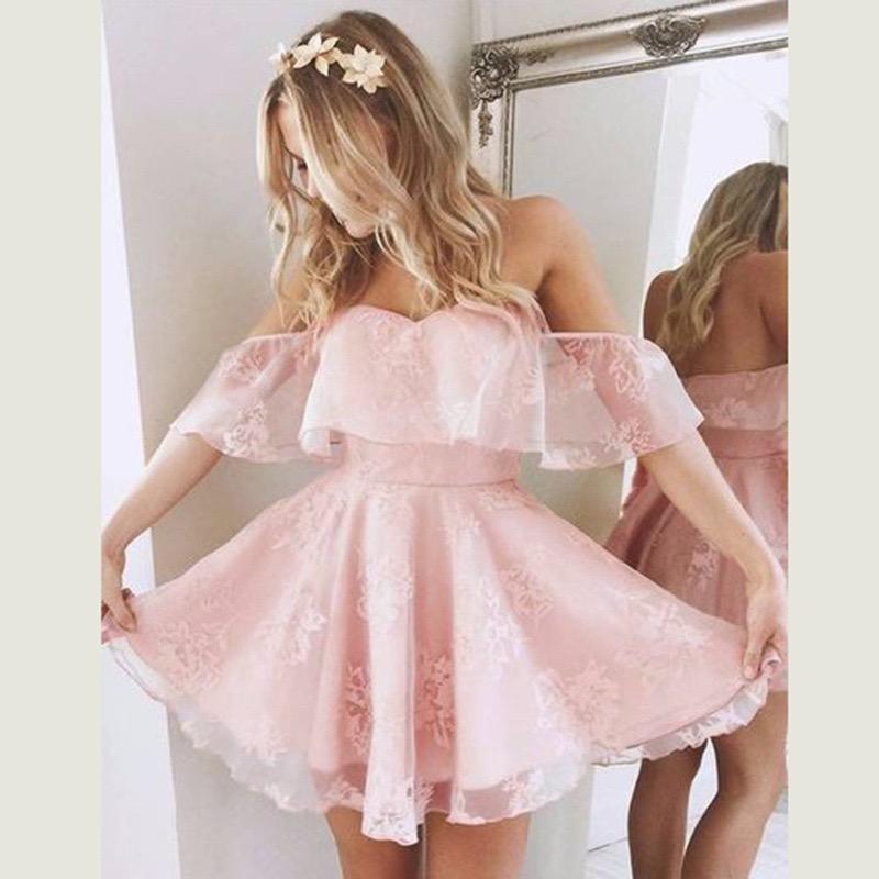 Off The Shoulder Collar Ruffled Solid Color Mini Dress