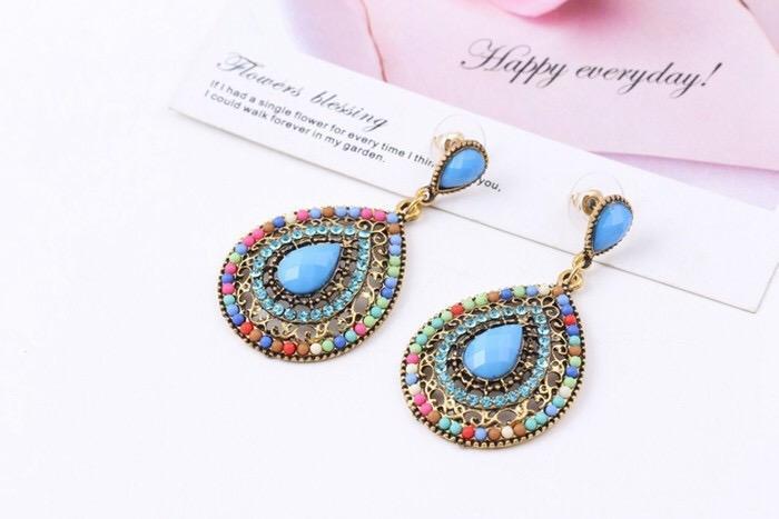 Vintage earrings fashion jewelry bohemia elegant gem rhinestone for women Xmas party