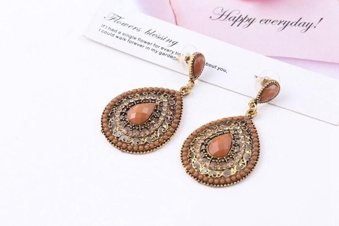 Vintage earrings fashion jewelry bohemia elegant gem rhinestone for women Xmas party