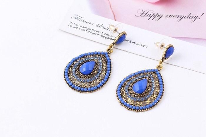 Vintage earrings fashion jewelry bohemia elegant gem rhinestone for women Xmas party