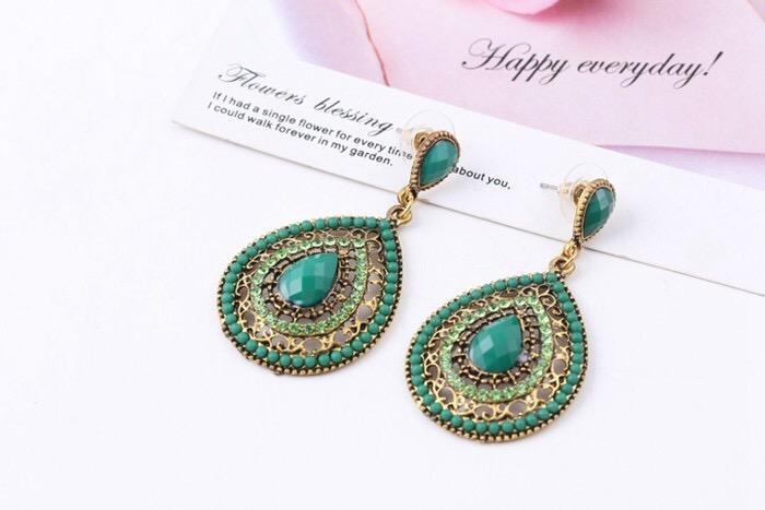 Vintage earrings fashion jewelry bohemia elegant gem rhinestone for women Xmas party