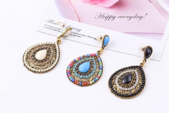 Vintage earrings fashion jewelry bohemia elegant gem rhinestone for women Xmas party