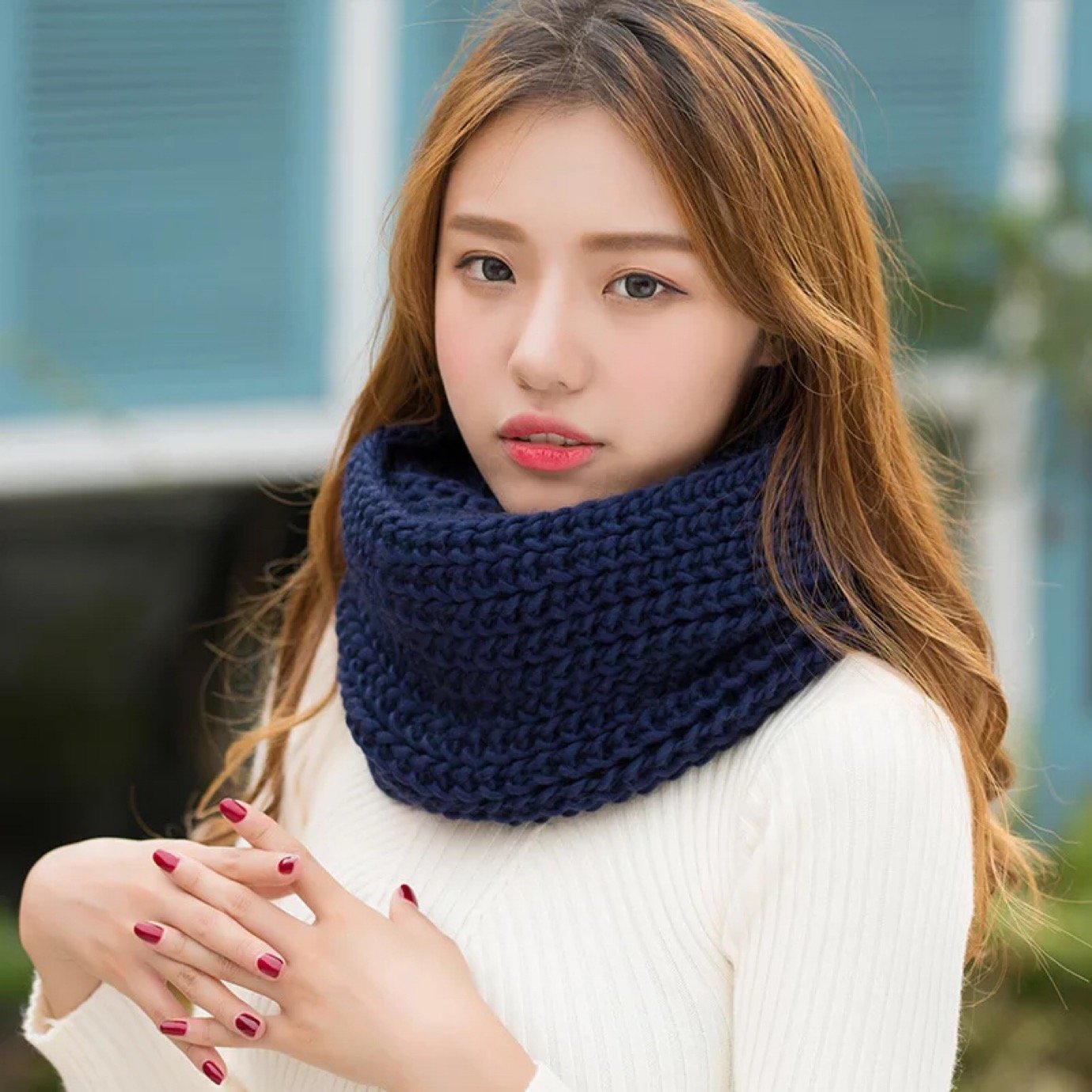 Solid Color Fashion 10 Colors Knitting Cape Scarf