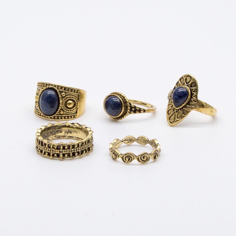 5 pcs BOHO ring set 2 colors statement style bohemia party