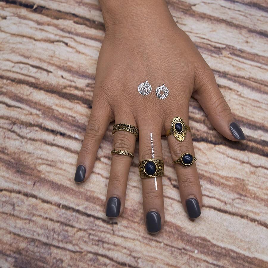 5 pcs BOHO ring set 2 colors statement style bohemia party