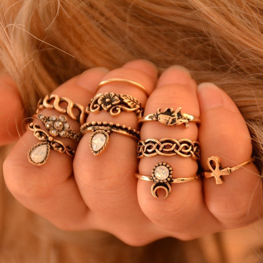 10 pcs BOHO ring set statement style bohemia party