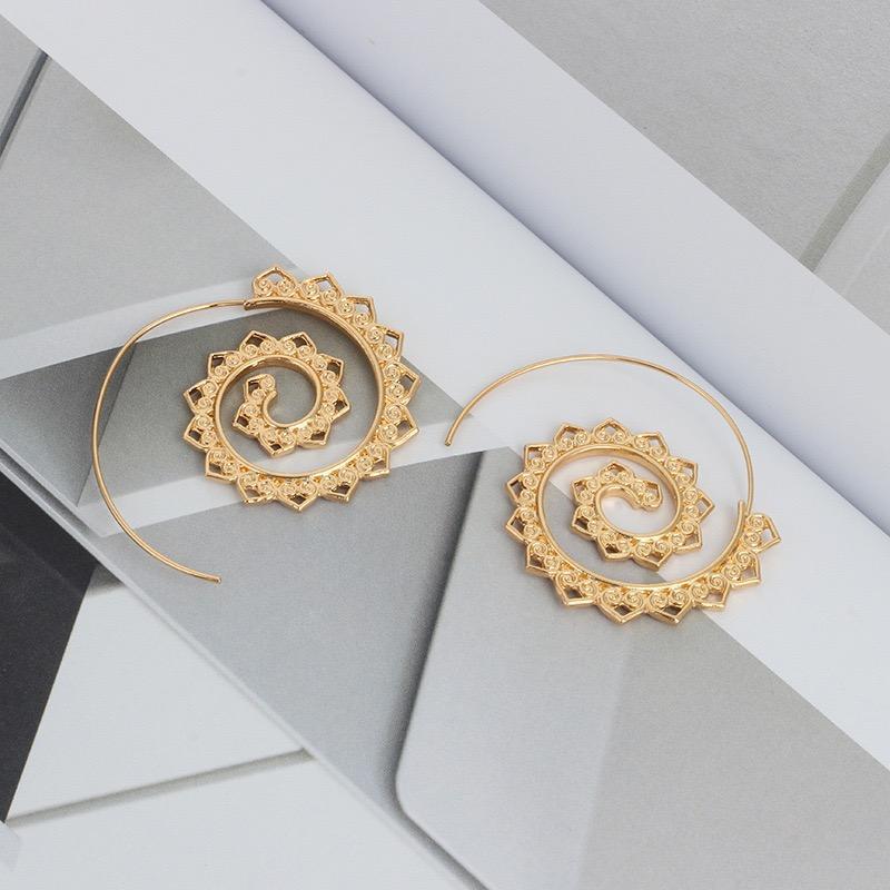 Retro Alloy Heliciform Hollow Earrings