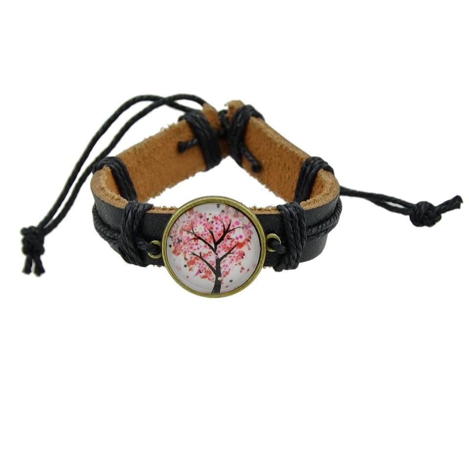 Tree of life 5 type PU leather bohemia style bracelet